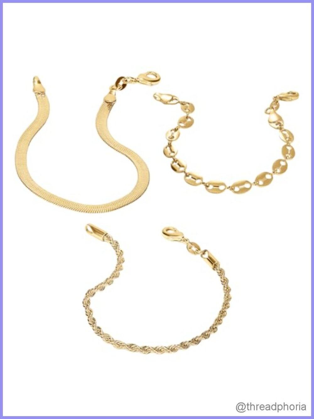 Statement Bracelet Set 3-Piece Waterproof PVD Coated Hypoallergenic Stackable
